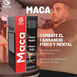 Botella de MACA Macel para combatir el cansancio físico y mental con Maca Negra y Roja
