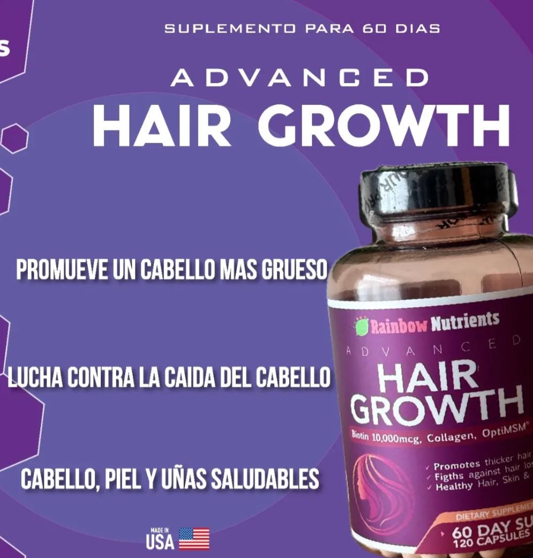 rainbow nutrients advanced hair growth 💇‍♀️ | biotina 10,000 mcg, colágeno y msm 120 cápsulas (suministro para 60 dĂas) rainbow nutrients advanced hair growth 💇‍♀️ | biotina 10,000 mcg, colágeno y msm 120 cápsulas (suministro para 60 dĂas)
