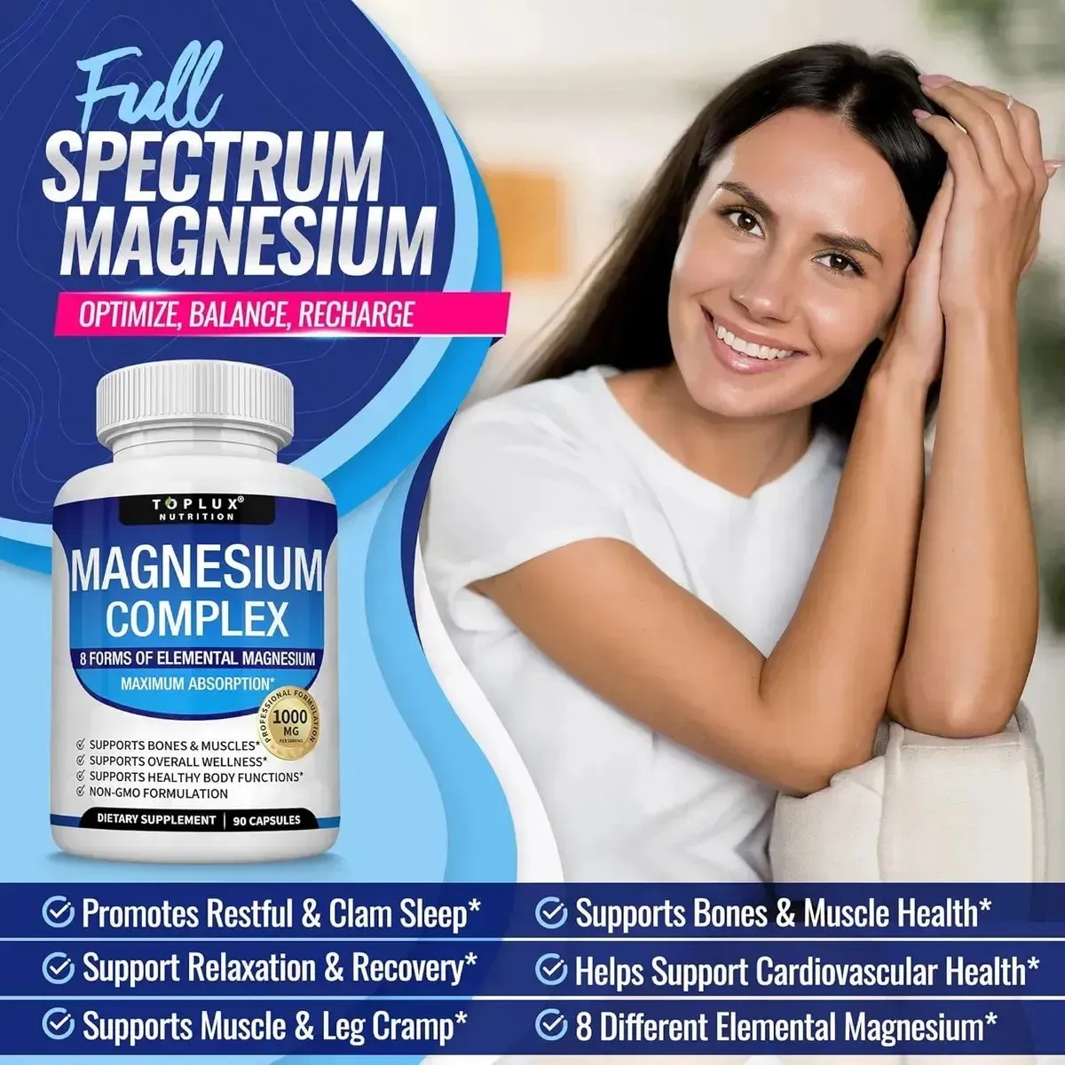 toplux nutrition magnesium complex 1000mg 💊 | espectro completo con 8 formas de magnesio 90 cápsulas toplux nutrition magnesium complex 1000mg 💊 | espectro completo con 8 formas de magnesio 90 cápsulas